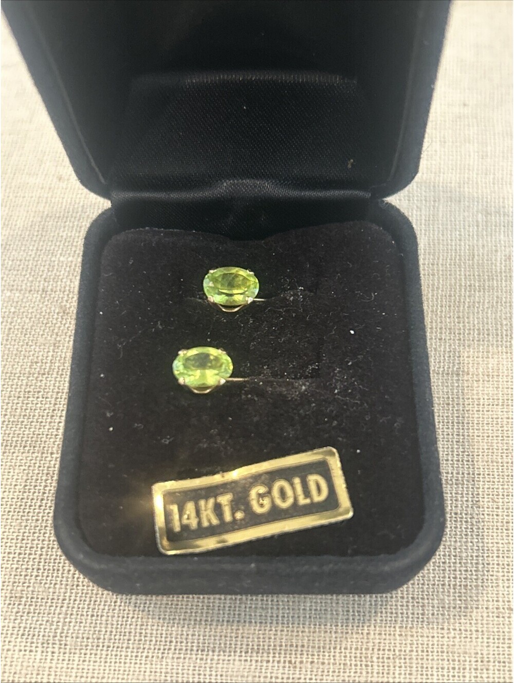 Oval Cut Peridot Pair Earrings 14k Yellow Gold